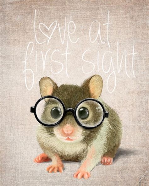 A Small Mouse With Glasses On A Rustic Background Print 10x12 Illustration Fine Art Giclée