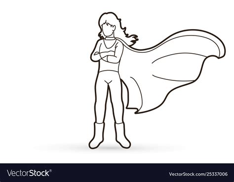 Super Hero Woman Standing With Costume Cartoon Vector Image
