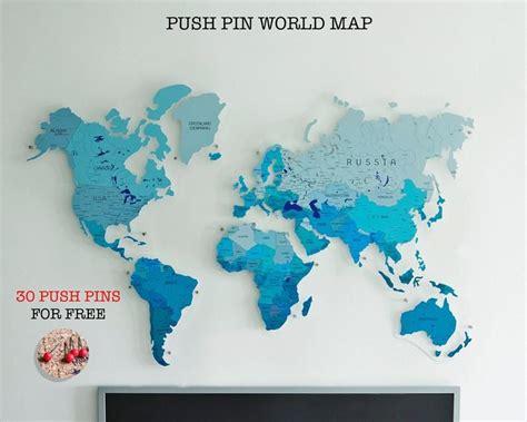 3d World Map Push Pin Travel Map World World Map World Map Etsy Large
