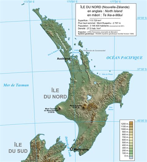 Nouvelle Zélande Île Du Nord Topographique Carte
