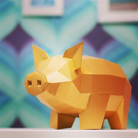 Pig Papercraft 3d Papercrft Piggy Papercraft Animals Diy Etsy