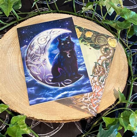 Celtic Black Cat ~ Greeting Card By Brigid Ashwood ~ Sale
