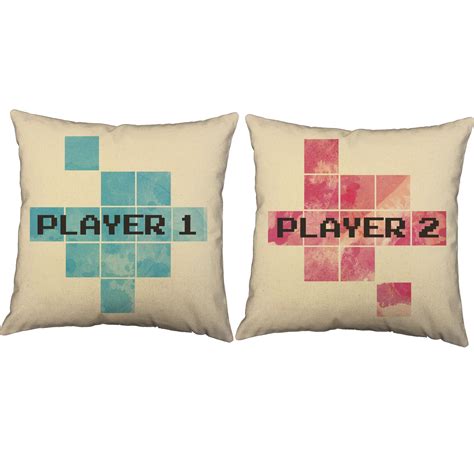 Player One Player Two Video Game Throw Pillows Game Room Game Room
