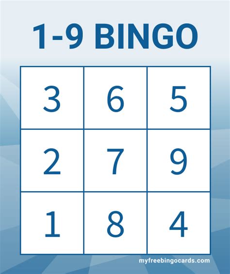 1 9 Number Bingo