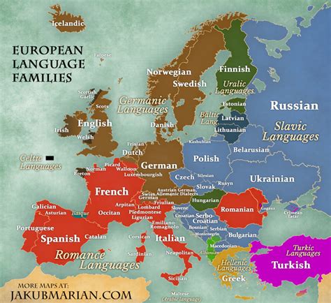 Map Of Languages And Language Families Of Europe