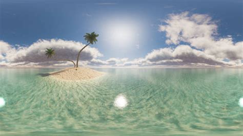 20 Panorama 360 Sea Tropical Island Palm Trees Sun Stock Photos