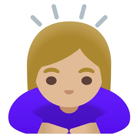🙇🏼‍♀ 女生鞠躬 中等 浅肤色 Emoji图片下载 高清大图、动画图像和矢量图形 Emojiall