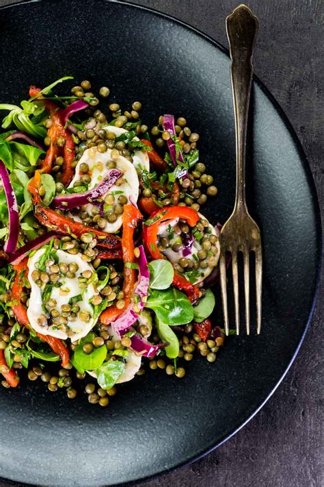 Puy Lentil Salad With Goat Cheese And Roasted Peppers Krumpli