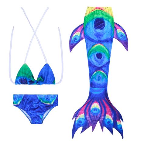 3pcs Girls Mermaid Tail Swimwear Mermaid Swimsuit Bathing Suit Princess