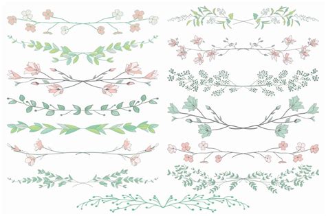 Colorful Hand Drawn Floral Dividers Line Borders With Etsy