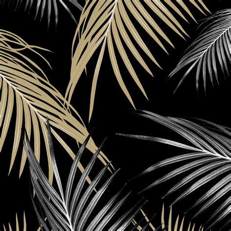 Gold Gray Palm Leaves Dream 1 Tapet Fototapet Happywall