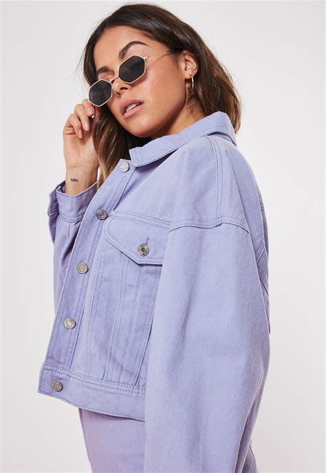 Purple Oversized Cropped Denim Co Ord Jacket Missguided