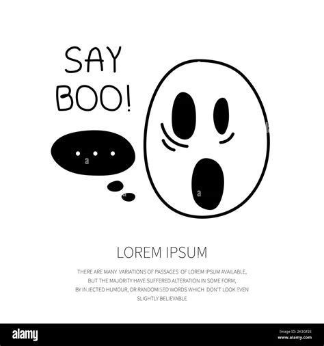 Halloween Character Ghost With Phrase Say Boo Vector Illustration