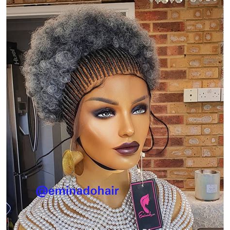 Salt And Pepper Braid Wig For Black Women Human Hair Wig Full Etsy
