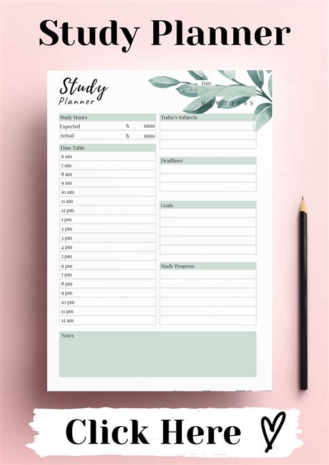 Student Planner Printable Daily Study Planner Pages Academic Planner