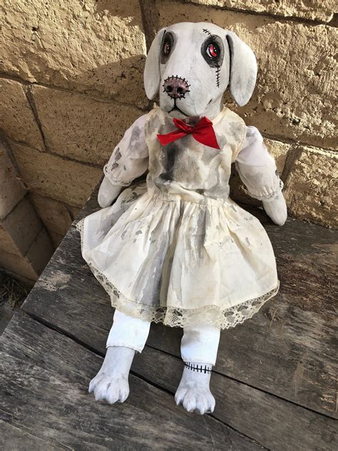 Ooak Sitting Dog Creepy Horror Doll Art By Christie Creepydolls