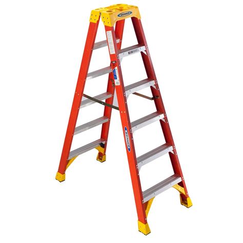 Werner 6 Ft Fiberglass Type 1a 300 Lbs Capacity Twin Step Ladder At