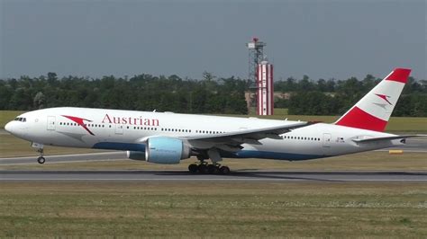 Austrian Airlines Boeing 777 Takeoff At Vienna Airport Oe Lpa Youtube