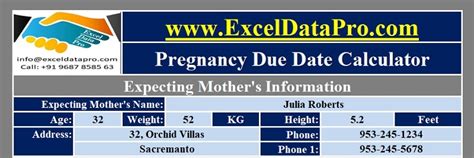Download Pregnancy Due Date Calculator Excel Template Exceldatapro