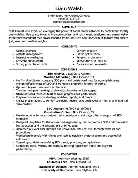 Maintains an excellent knowledge of the major search engine. 12+ SEO Resume Templates - DOC, PDF | Free & Premium Templates