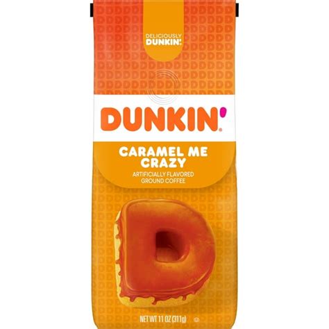 Dunkin Donuts Caramel Coffee Cake Flavored Ground Coffee 11 Ounce