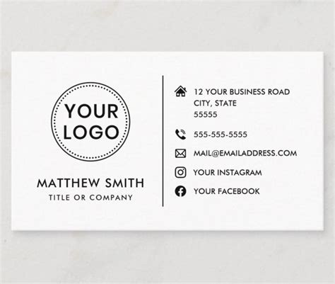 Custom Logo Modern Minimalist Social Media Icons Business Card Zazzle