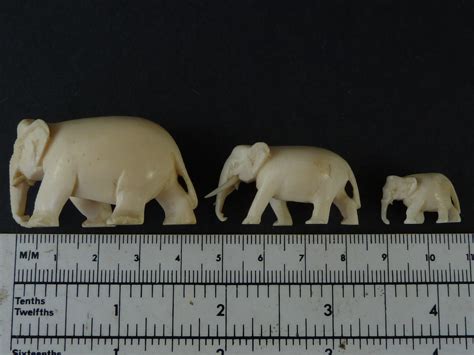 Three Anglo Indian Carved Ivory Elephants Miniature Victorian 751582