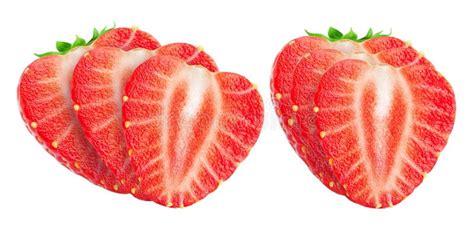 Collection Of Strawberry Slices Sliced Strawberries Isolated On White
