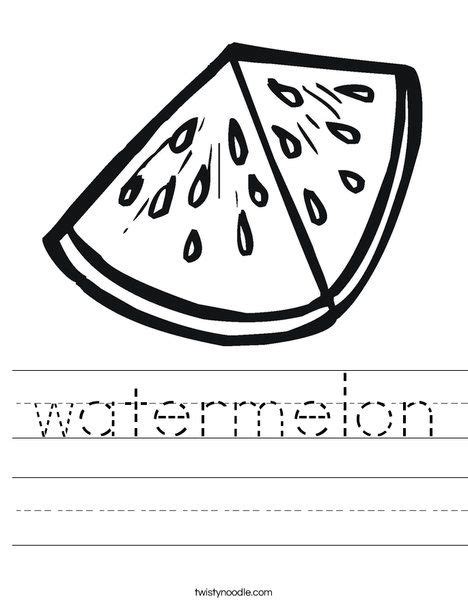 Watermelon Worksheet Cursive Twisty Noodle Worksheets Free