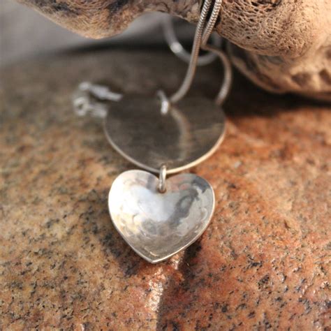 Vintage Navajo Silver Double Heart Pendant Necklace Grams Snake