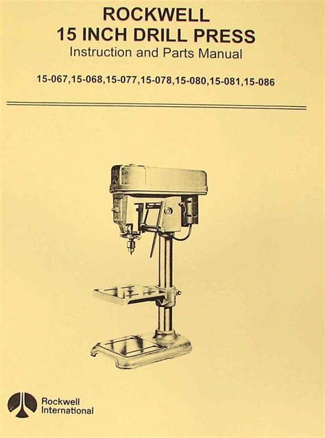 Rockwell 15 Drill Press Model Operators And Parts Manual Ozark Tool