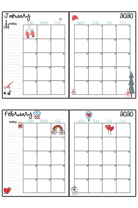 Free printable small planner pages 2021. 2020 Calendar Printable - Free Printable 2020 Monthly Calendar