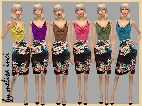 The Sims Resource Strappy Cowl Neck Bandage Dress