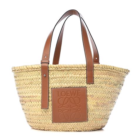Loewe Raffia Basket Tote Bag Natural Tan 517396