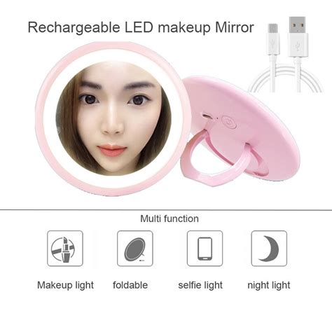 Ring Buttom Led Makeup Mirror Rechargeable Portable Selfie Lamp Multi