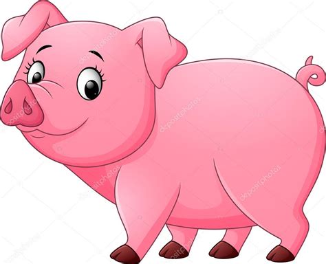 Cartoon Happy Pig Isolated On White Background Stock Vector Image By