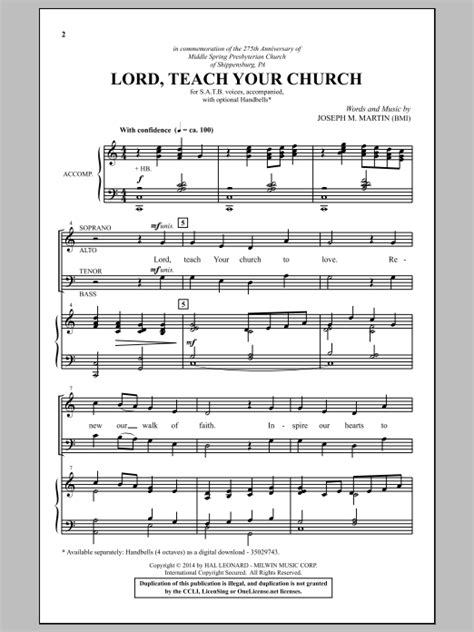 Lord Teach Your Church Sheet Music Joseph M Martin Satb Choir