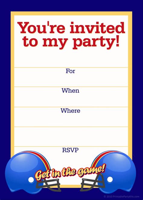 printable sports birthday party invitations templates