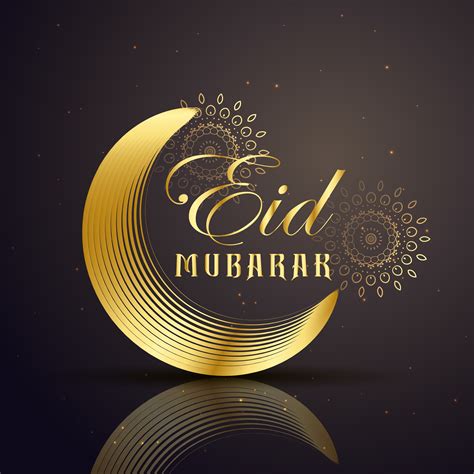 Eid Mubarak Festival Greeting With Golden Line Moon Download Free