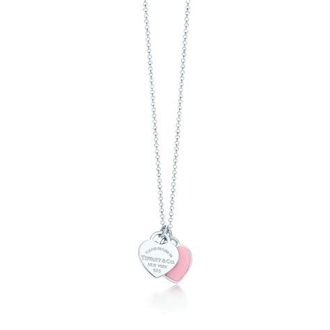 Return To Tiffany™ Mini Double Heart Tag Pendant In Silver With Pink