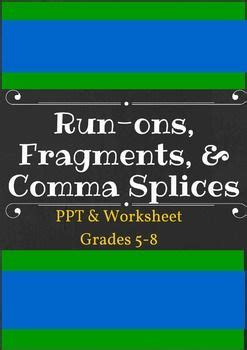 Run Ons Arrangements And Comma Spices Ppt Worksheet Grade