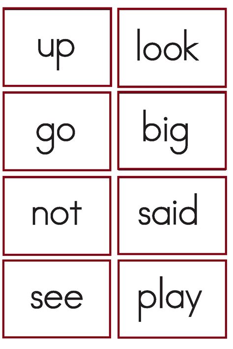 Free Printable Sight Words For Kindergarten Flash Cards Expectare Info