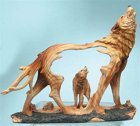 Wolf Carving Howling Wolf Carved Sculpture Tree Carving Wood Carving