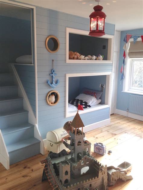 Bunk Beds Built In Nautical Boys Room Blue Room Toddler Bedroom Port Hole Carpenter Made