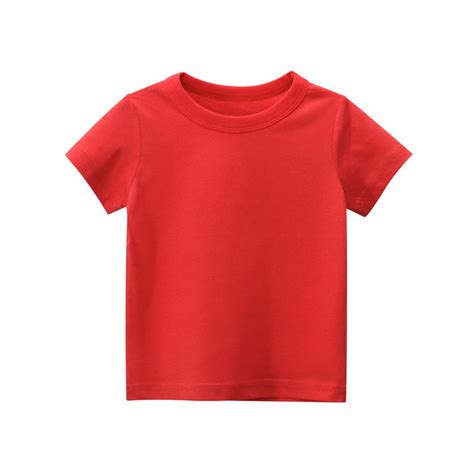 Girls Cotton Red T Shirt Kids T Shirt Solid Boy Children Tops Short