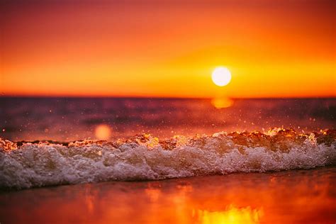 Hd Wallpaper Sea Landscape Sunset Wave Wallpaper Flare