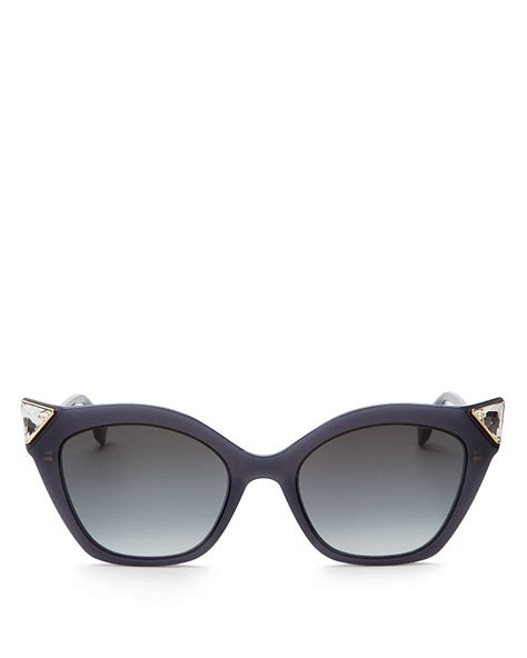 Fendi Womens Embellished Logo Cat Eye Sunglasses 52mm In Black Modesens