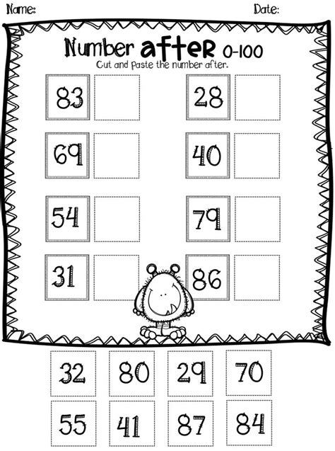 Numbers Before And After To 100 Worksheets