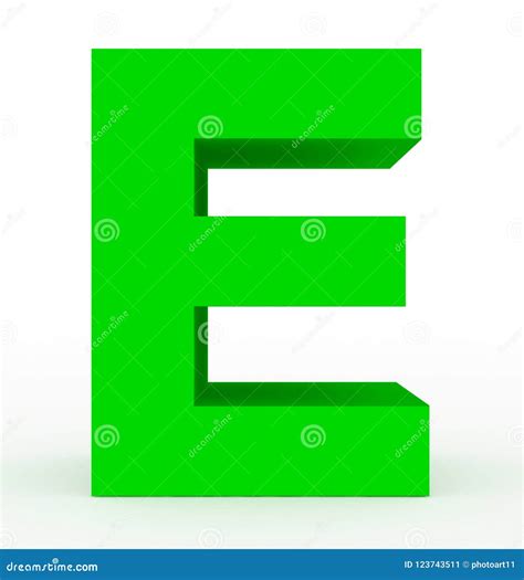 Verde De La Letra E 3d Aislado En Blanco Stock De Ilustración