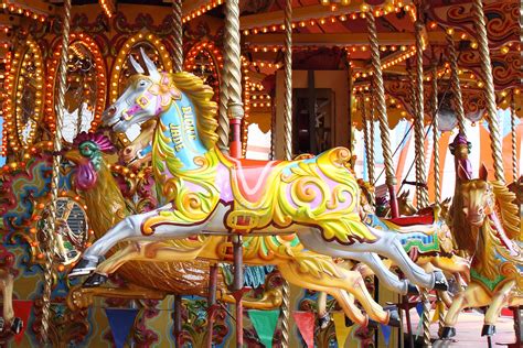 Free Images Carnival Amusement Park Horse Carousel Colorful Toy